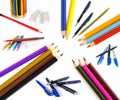 Pencils and pen Royalty Free Stock Photo