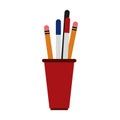 Pencils and pen in cup Royalty Free Stock Photo