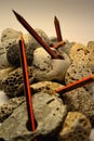 Pencils and stones - artistic grouping of objects