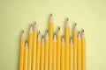 Pencils in uneven row. Royalty Free Stock Photo