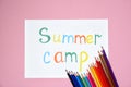 Pencils and words SUMMER CAMP