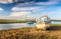 Penclawdd Welsh: Pen-clawdd Boats On Loughor Estuary in colour