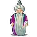 Pendant or Christmas tree toy in the form of an old man in a turban isolated on white background. Vector cartoon close