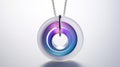 Futuristic Art Silver Pendant With Purple And White On White