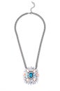 Pendant with flower and blue gem  on a white background Royalty Free Stock Photo
