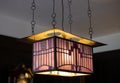 Pendant light at The Hill House, Scotland UK, designed in British Art Nouveau Modern Style by Charles Rennie Mackintosh. Royalty Free Stock Photo