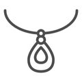 Pendant line icon. Necklace accessory vector illustration isolated on white. Jewelry outline style design, designed for