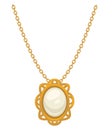 Pendant or necklace of gold with pearl, 1910s style, isolated jewelry Royalty Free Stock Photo