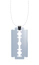 Pendant razor blade on white background. Vertical view.