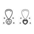 Pendant in shape of heart on chain line and solid icon, 8 March concept, chain with jewelry accessory sign on white Royalty Free Stock Photo