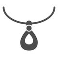 Pendant solid icon. Necklace accessory vector illustration isolated on white. Jewelry glyph style design, designed for