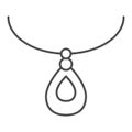 Pendant thin line icon. Necklace accessory vector illustration isolated on white. Jewelry outline design, designed for