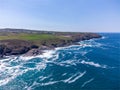 Pendeen lighthouse cornwall england uk aerial drone Royalty Free Stock Photo