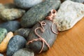 Pendent from the stone braided by a copper wire