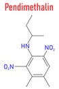 Pendimethalin dinitroaniline class herbicide molecule. Skeletal formula.