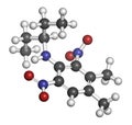 Pendimethalin herbicide molecule. Atoms are represented as spheres with conventional color coding: hydrogen white, carbon grey.
