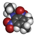Pendimethalin herbicide molecule. 3D rendering. Atoms are represented as spheres with conventional color coding: hydrogen white. Royalty Free Stock Photo