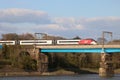 Pendolino electric train Carlisle bridge Lancaster