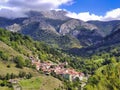 Pendones village and Tiatordos peak in background, Redes Natural Park, Asturias, Spain