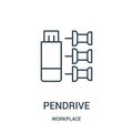 pendrive icon vector from workplace collection. Thin line pendrive outline icon vector illustration