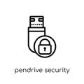 Pendrive security icon. Trendy modern flat linear vector Pendriv Royalty Free Stock Photo