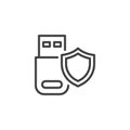 Pendrive security line icon