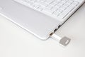 Pendrive in the usb port of a laptop Royalty Free Stock Photo