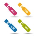 Pendrive USB Stick Icon - Colorful Vector Illustration - Isolated On White Royalty Free Stock Photo