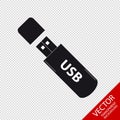 Pendrive USB Stick Icon - Vector Illustration - Isolated On Transparent Background Royalty Free Stock Photo