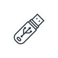 pendrive vector icon isolated on white background. Outline, thin line pendrive icon for website design and mobile, app development Royalty Free Stock Photo
