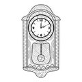 Pendulum clock coloring book for adults vector