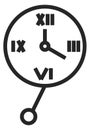 Pendulum clock. Retro wall time device line icon