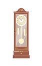 Pendulum clock vector illustration. Vintage timepiece colorful flat design element. Old-fashioned chimes, retro interior