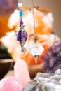 Pendulum and crystals Royalty Free Stock Photo