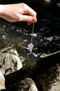 Pendulum dowser with amethyst Royalty Free Stock Photo