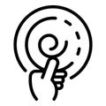 Pendulum in hand icon, outline style