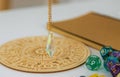 Pendulum numerologist astrologer and zodiac signs. Selective focus. Royalty Free Stock Photo