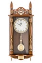 Pendulum Wall Clock. Large wooden hanging wall clock with swinging pendulum. 3D rendering Royalty Free Stock Photo