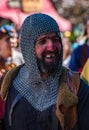 Penedono , Portugal / July 1, 2017 - Man is wearing chain mail a