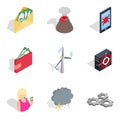 Penetration icons set, isometric style