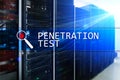 Penetration test. Cybersecurity and data protection. Hacker attack prevention. Futuristic Ã¯Â¿Â½server room on background