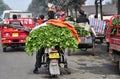 Penghou, China: Farmer on Motorcycle with Celery Royalty Free Stock Photo