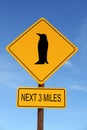 Penguin Ahead warning roadsign