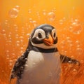 Penguin Animation: Characterful Portraits In Craig Mullins Style Royalty Free Stock Photo