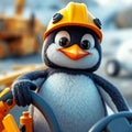 Penguin Backhoe Loader Operator Royalty Free Stock Photo