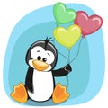 Penguin with balloons