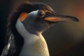 Penguin in beautiful sunset close up. Generative ai