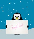 Penguin with blank sign. Royalty Free Stock Photo