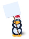 Penguin with blank sign Royalty Free Stock Photo