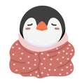 Penguin with blanket doodle cartoon